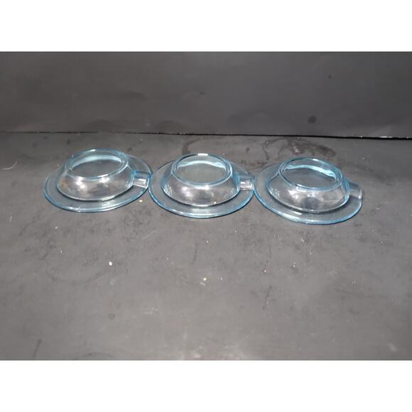 Fostoria Azure Blue Ashtray Set of 3, Small MCM Dish, Mid Century Modern Dishes - Picture 7 of 7